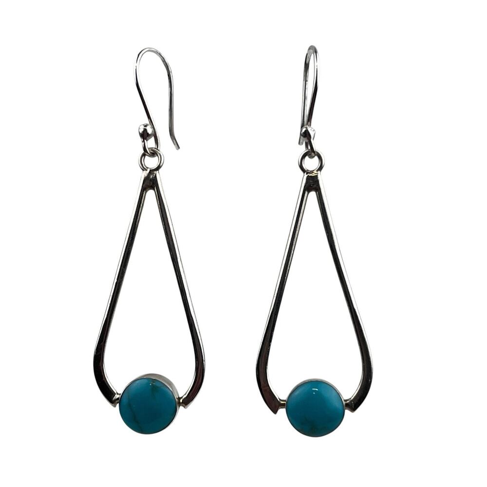 Reversible Teal & Burgundy Mexico Sterling Silver Hook Pierced Earrings
